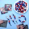 346 Pcs/20 Sets Patriotic DIY Bead Bracelet Red White Blue Keychain Kit American Flag Wooden Bead for Craft with String Jewelry Necklace Craft Decoration School DIY